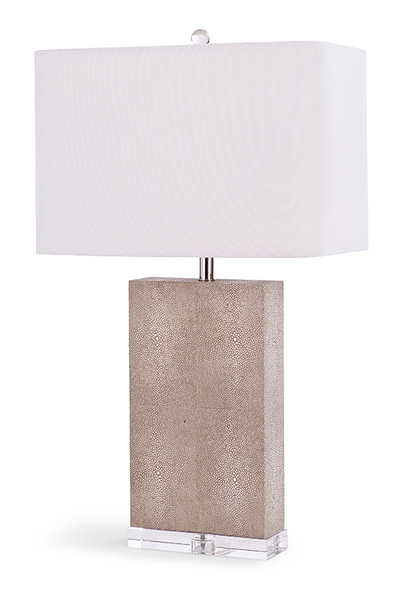 Marcel Ivory Gray Shagreen Column Table Lamp - the-lamp-shop.com