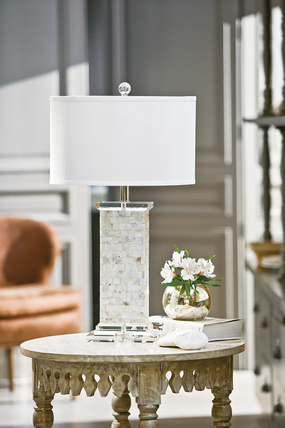 Crystal Mother of Pearl Column Table Lamp - Regina Andrew - the-lamp-shop.com