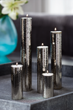 Polished Nickel Hammered Bud or Candle Vase Set - the-lamp-shop.com